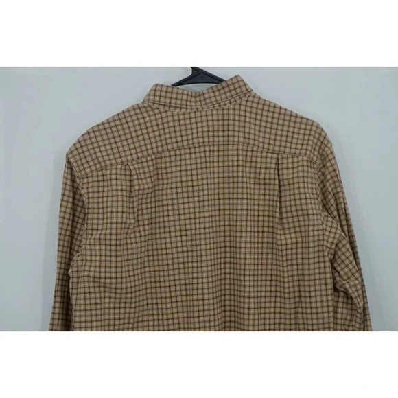 Eddie Bauer Men Button Up Shirt Medium M Plaid Blue Brown Long Sleeve Cotton - Picture 8 of 10